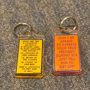 VTG Adult Humor Novelty Keychain Set - Yellow and Orange